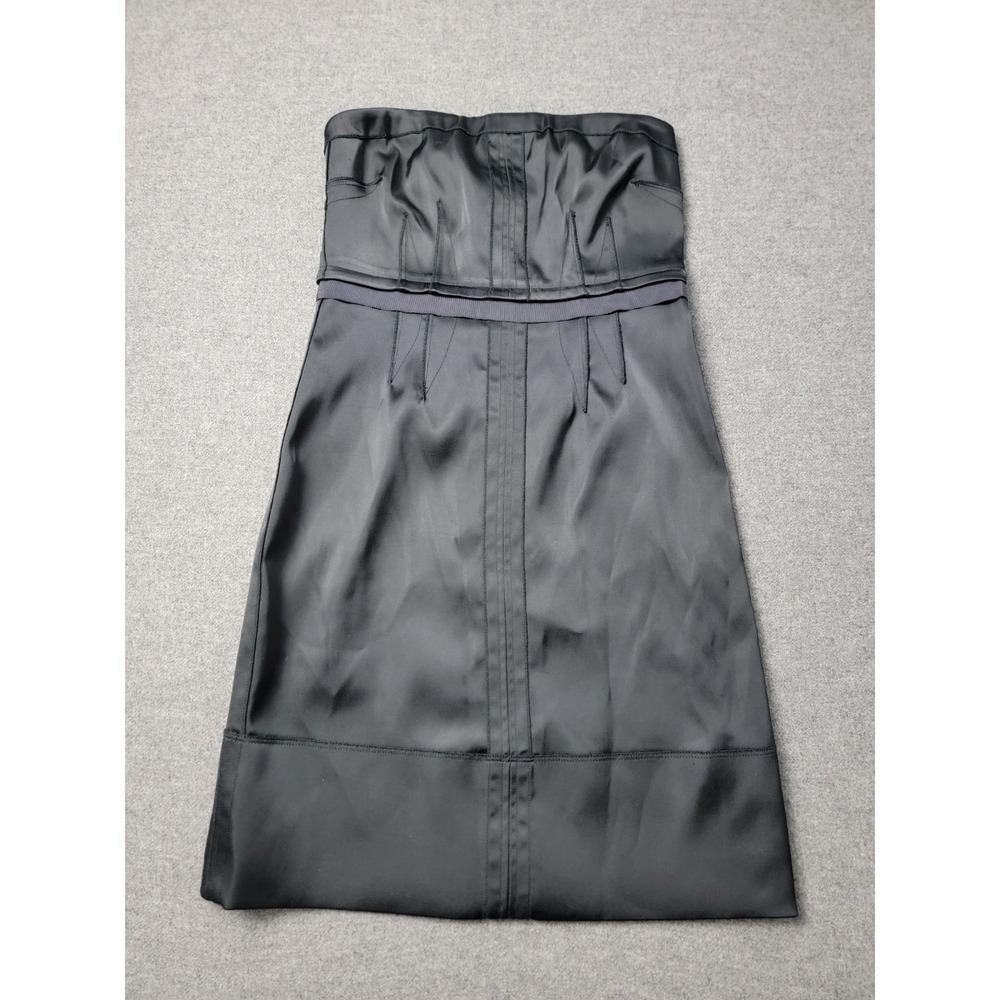 Juicy Couture‎ Women's Dress 6 Black Strapless Satin Midi Cocktail Party